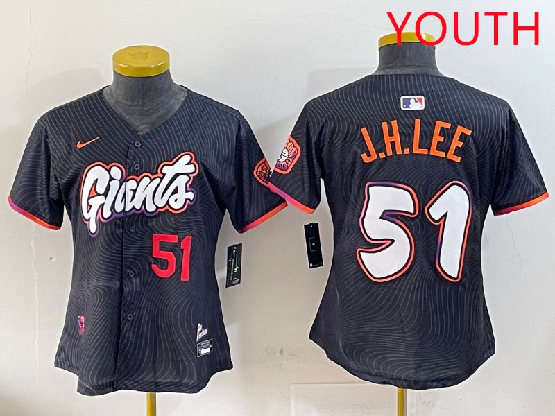 Youth San Francisco Giants #51 J.H.Lee Black Joint Name Nike 2025 MLB Jersey style 3